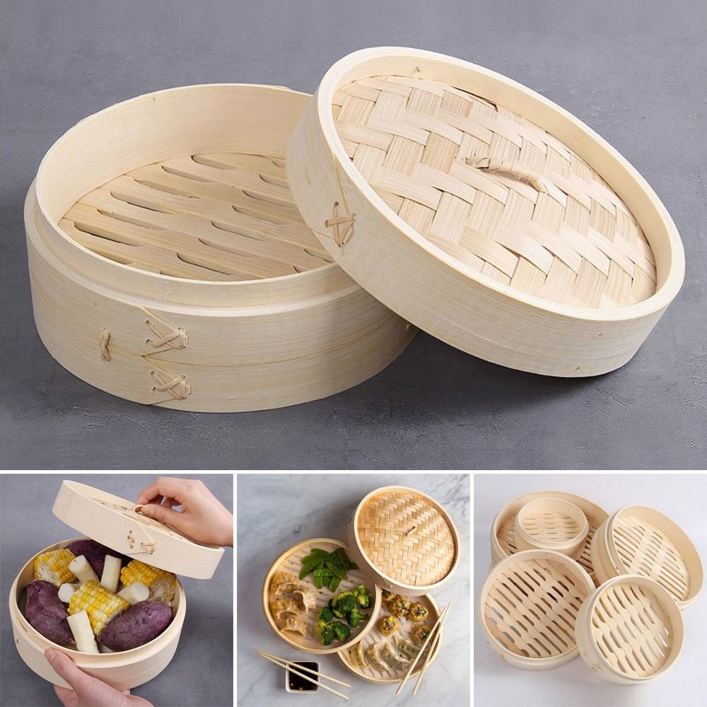 Bamboo Steamer Basket with Lid - Bao Steamer Bamboo ulasan dan harga